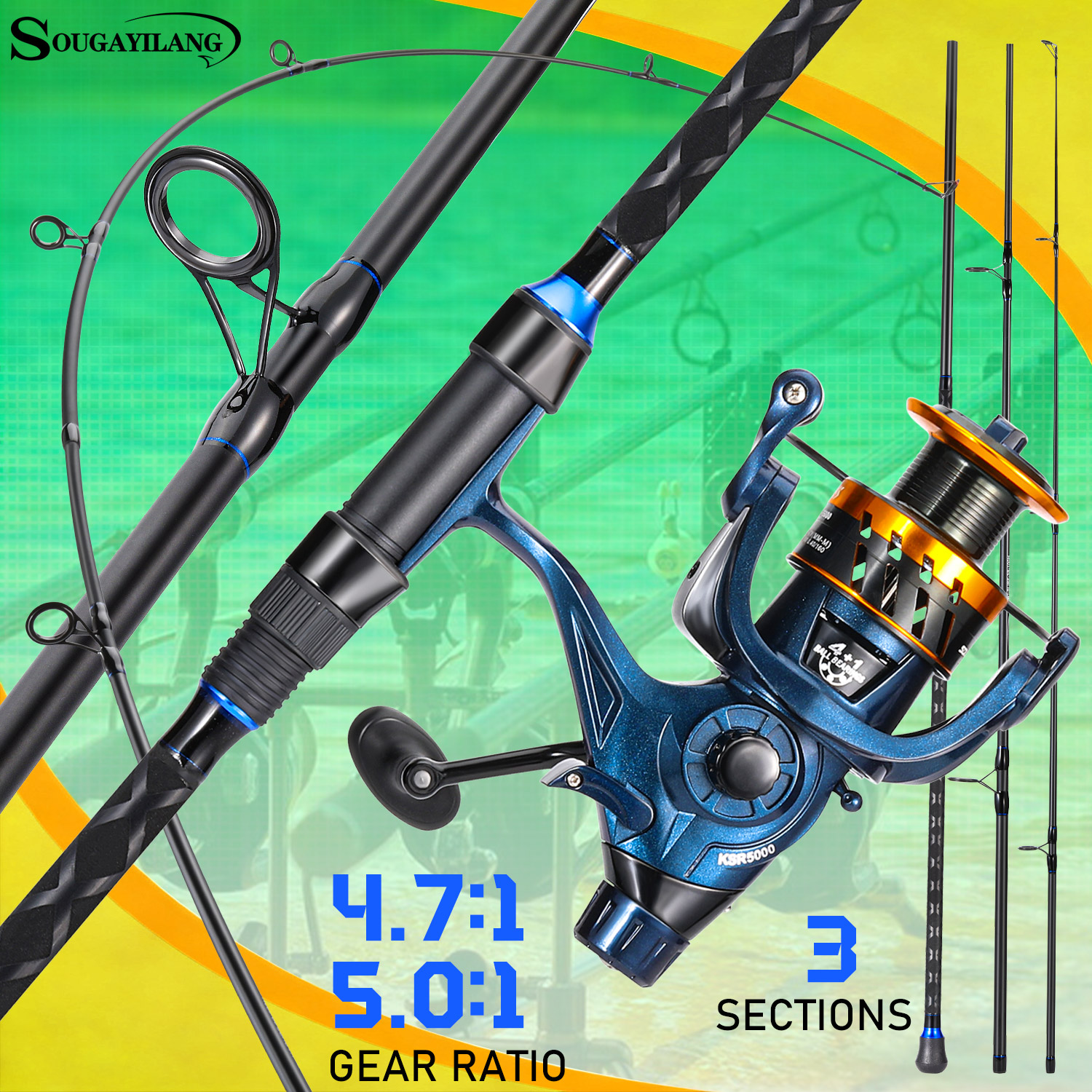 Sougayilang 3 Sections Surf Fi - Fishing Rod Spinning recensie en prijs