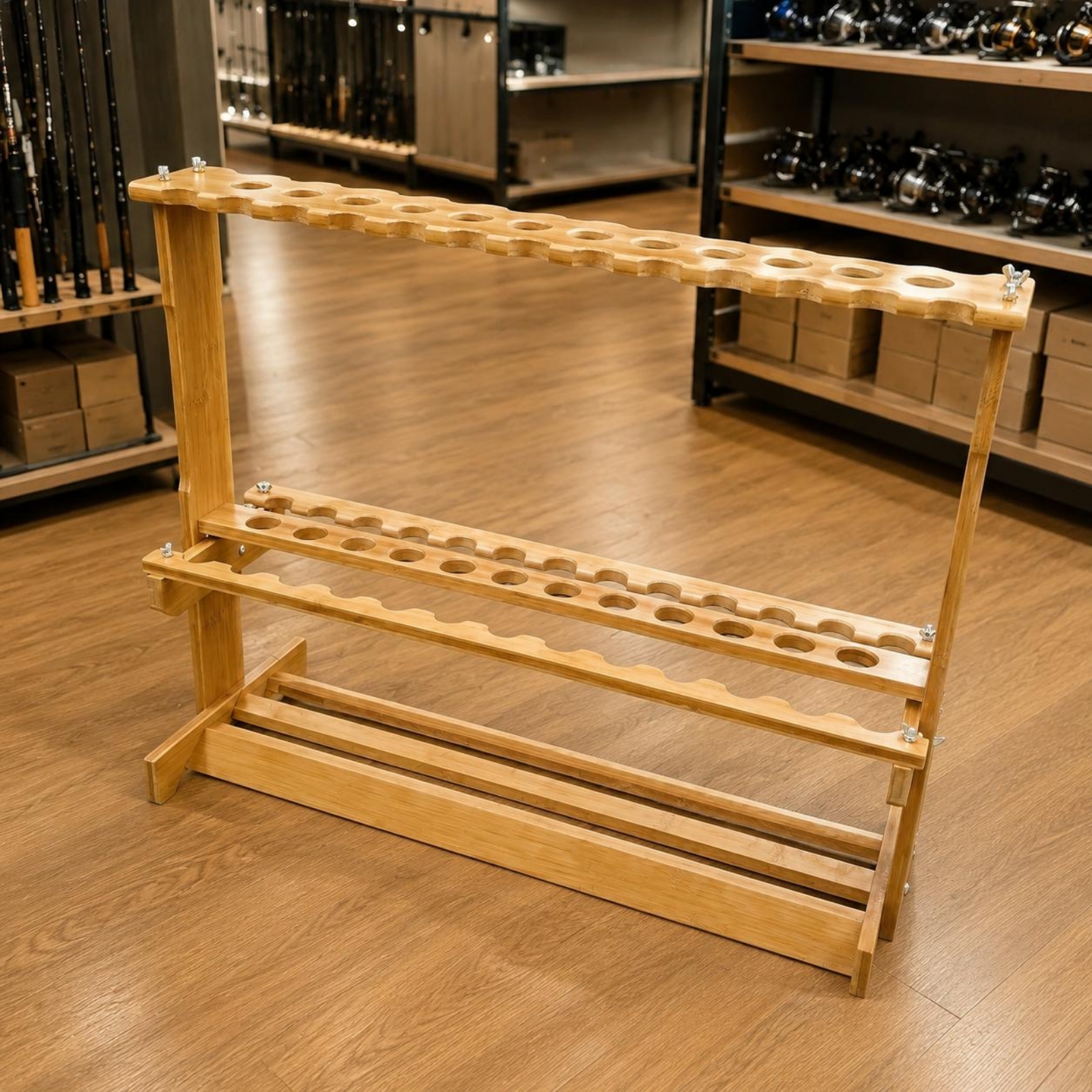 Bamboo Fishing Rod Rack Circul - Fishing Rod Rack recensie en prijs